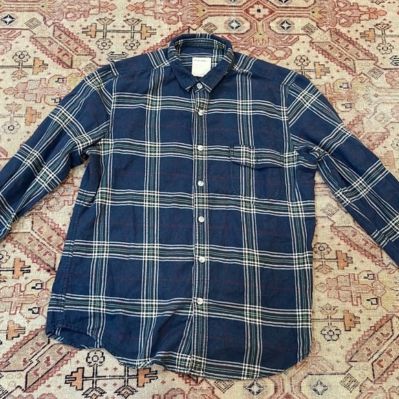 life/after/denim | Mens plaid button down top large blue - Picture 2 of 8